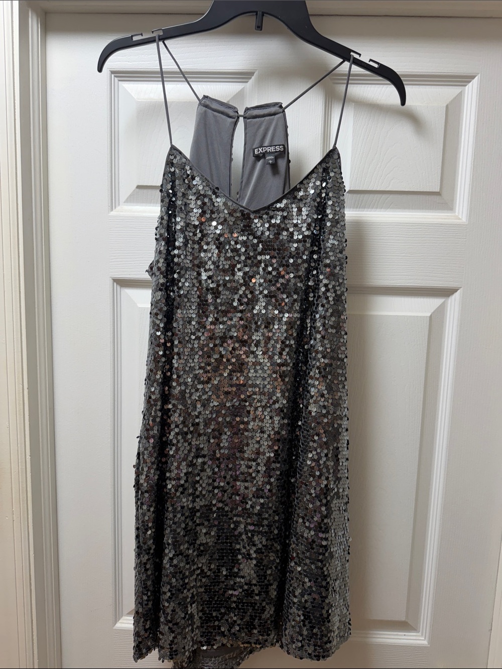 Express Silver Sequin Slip Mini Dress